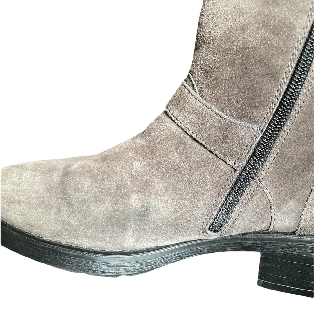 Aquatalia Brown Suede Double Buckle Moto Boots size 10 Made in Italy - Picture 12 of 14